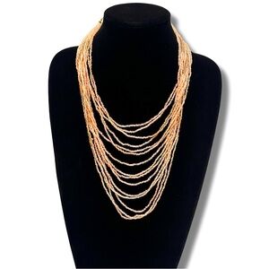 EXPRESS Multi-Strand Pink Beaded Necklace W Bronze & Gold Station Accents | NWT